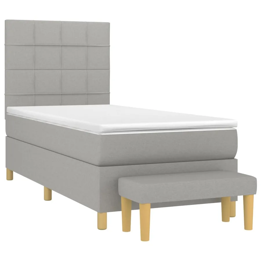 Sommier à lattes de lit et matelas Gris clair 90x190 cm Tissu - 3
