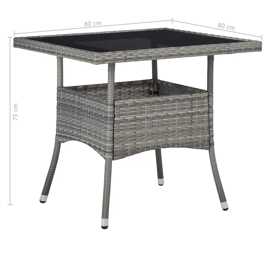 Ensemble à manger de jardin 5 pcs Gris Résine tressée et verre - 13