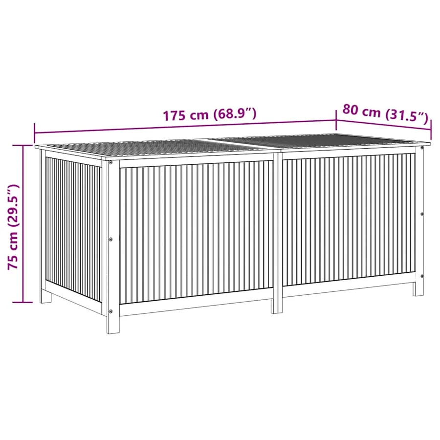 Boîte de rangement de jardin 175x80x75 cm Bois d'acacia solide - 12