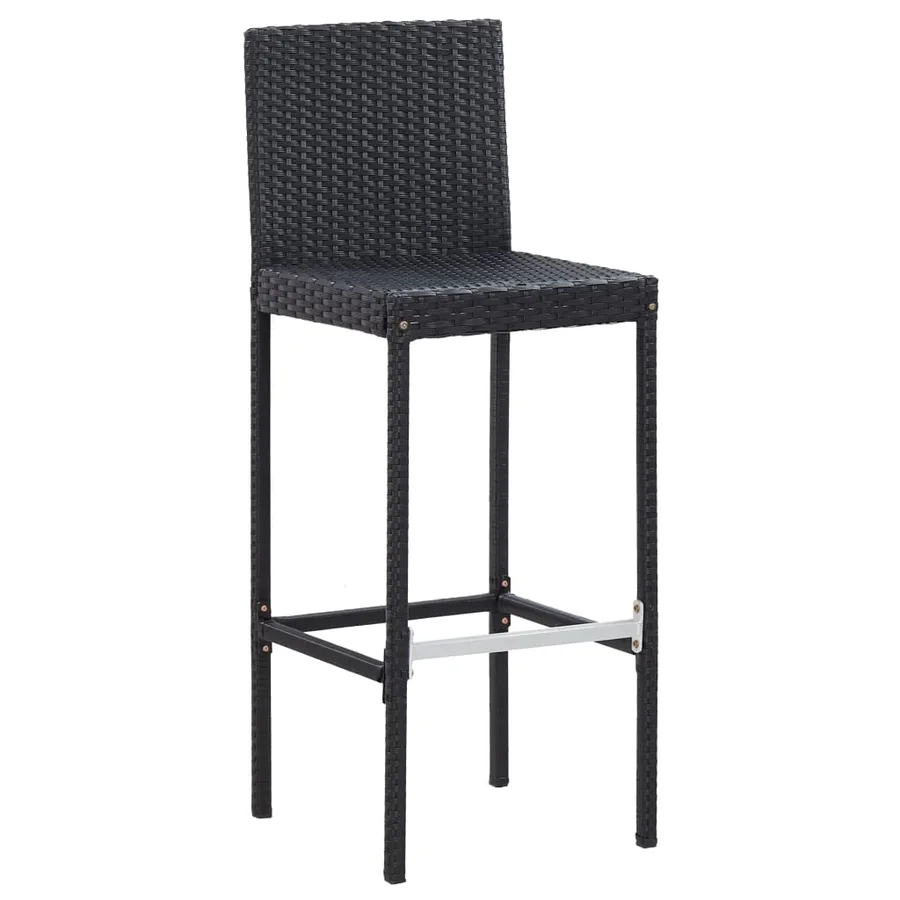 Ensemble de bar 5 pcs Résine tressée et bois d'acacia Noir - 3