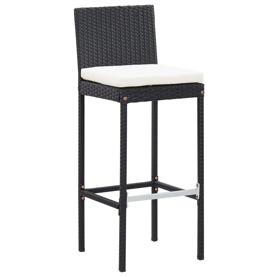 Ensemble de bar 5 pcs Résine tressée et bois d'acacia Noir - 4