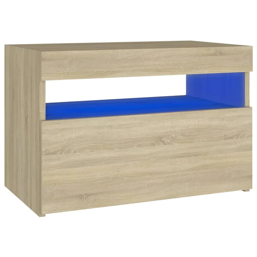 Table de chevet avec lumières LED chêne sonoma 60x35x40 cm - 2