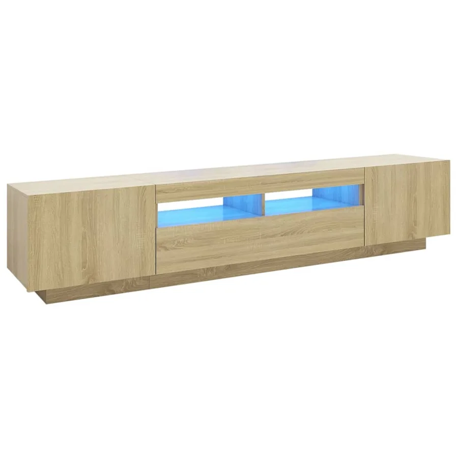 Meuble TV avec lumières LED Chêne sonoma 200x35x40 cm - 2