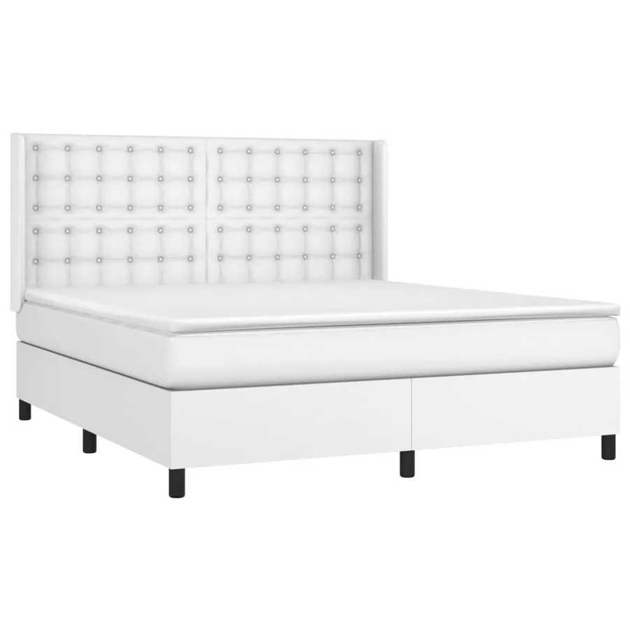 Sommier à lattes de lit matelas LED Blanc 180x200 cm Similicuir - 4
