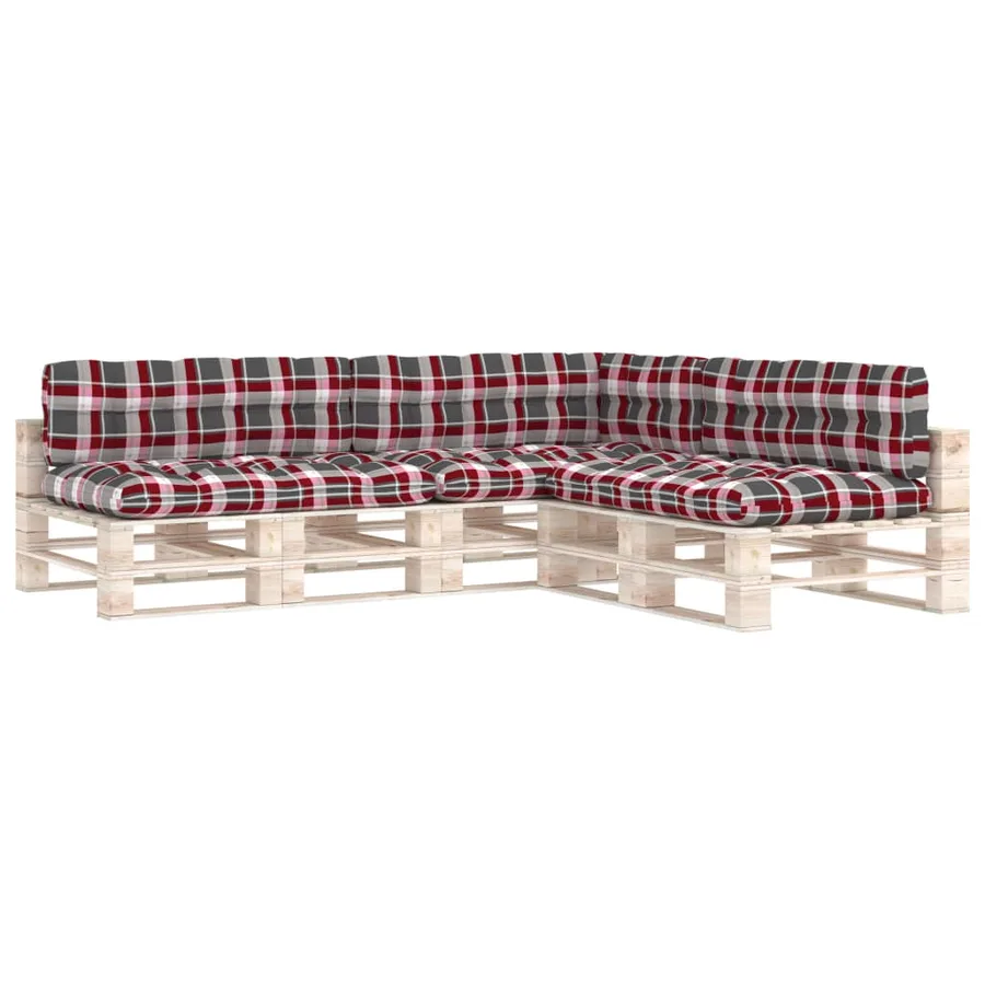 Coussins de canapé palette lot de 7 Motif à carreaux rouge - 2