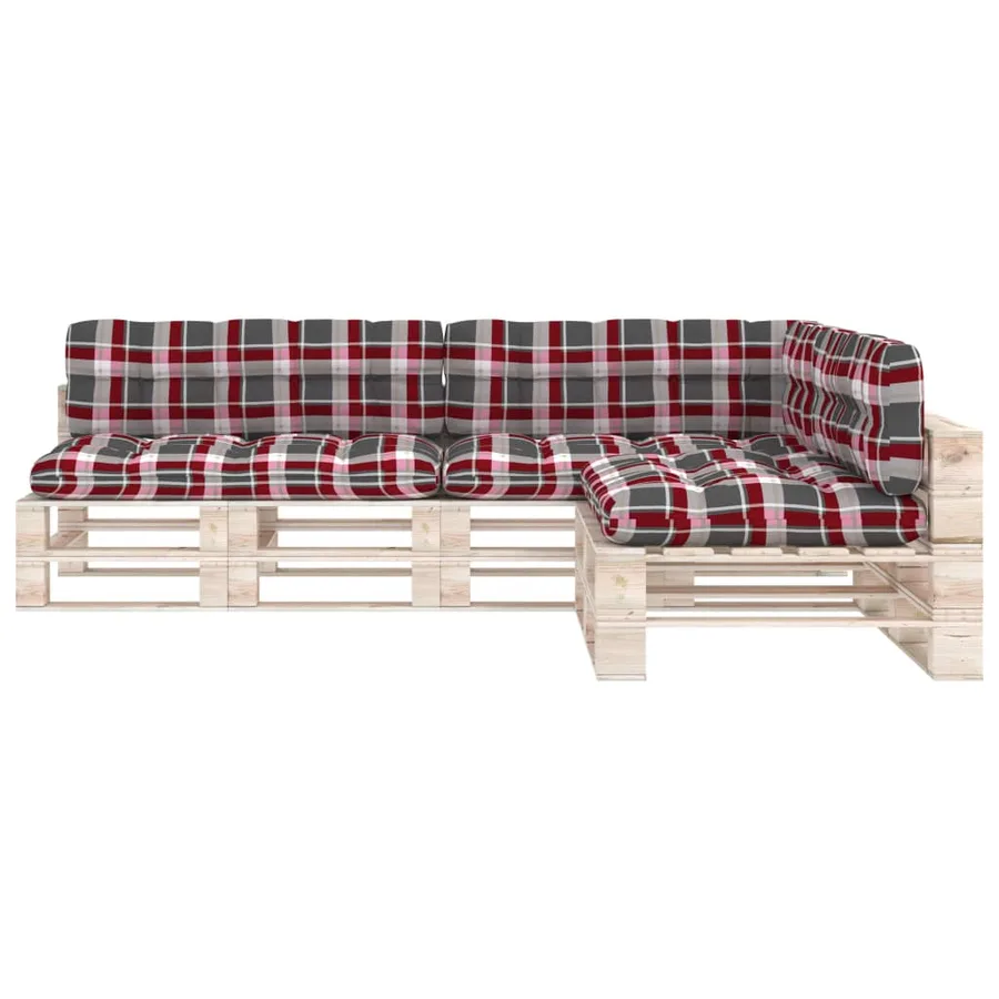 Coussins de canapé palette lot de 7 Motif à carreaux rouge - 3