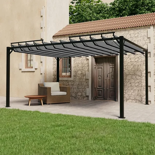 Tonnelle avec toit à persienne 3x4 m Anthracite Tissu aluminium