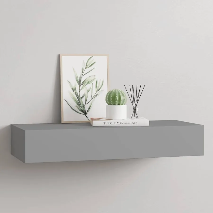 Étagère à tiroir murale Gris 60x23,5x10 cm MDF
