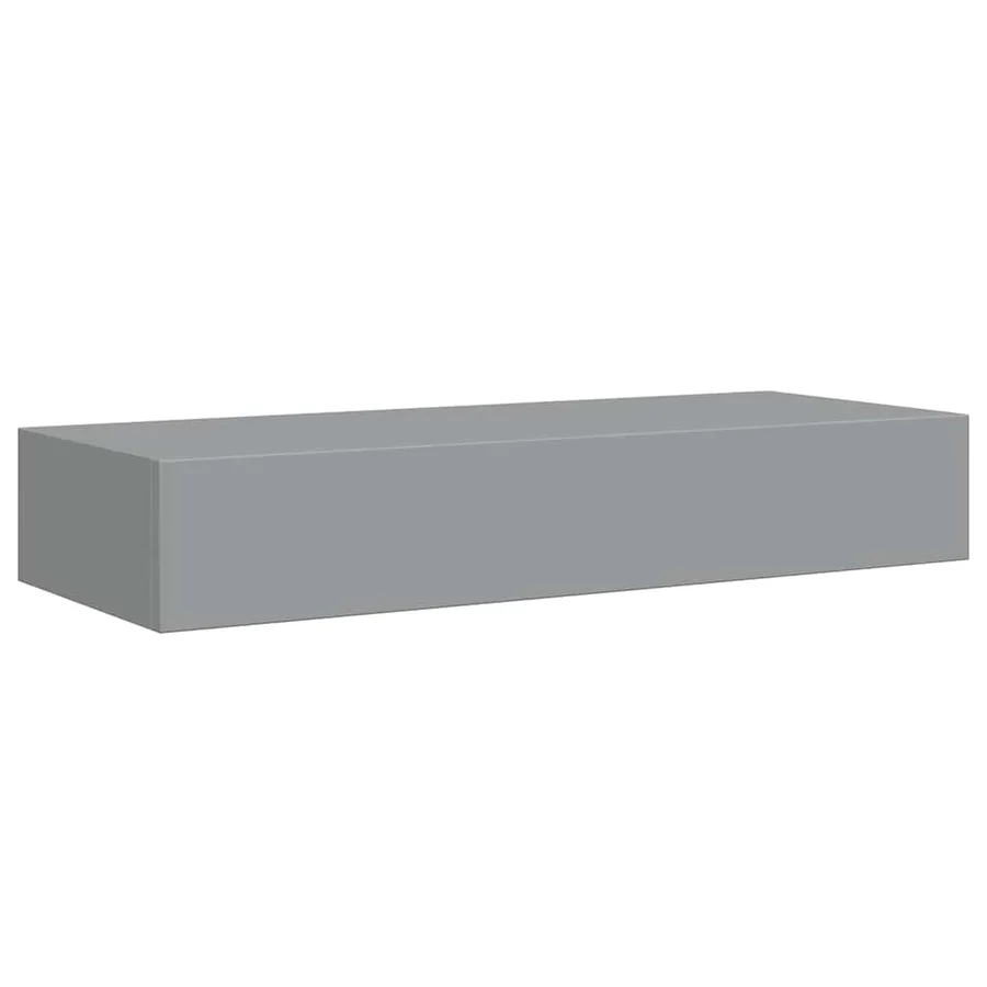 Étagère à tiroir murale Gris 60x23,5x10 cm MDF - 5