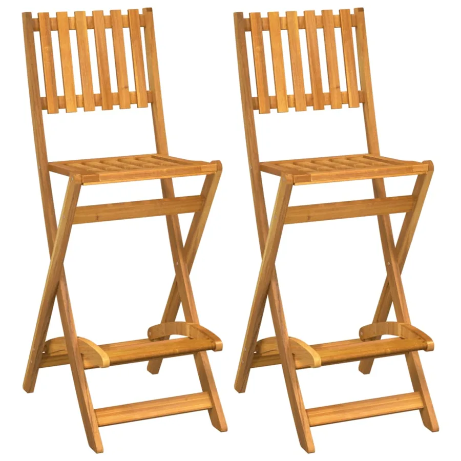 Tabourets de bar d'extérieur pliants lot de 2 Bois d'acacia - 2
