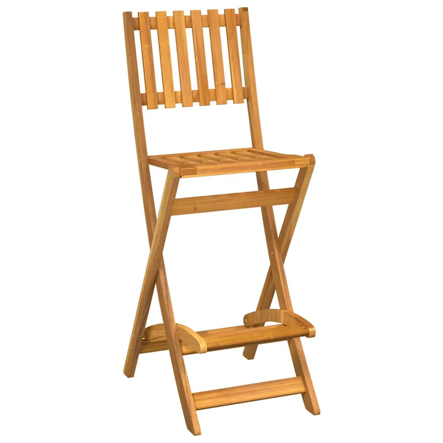 Tabourets de bar d'extérieur pliants lot de 2 Bois d'acacia - 3
