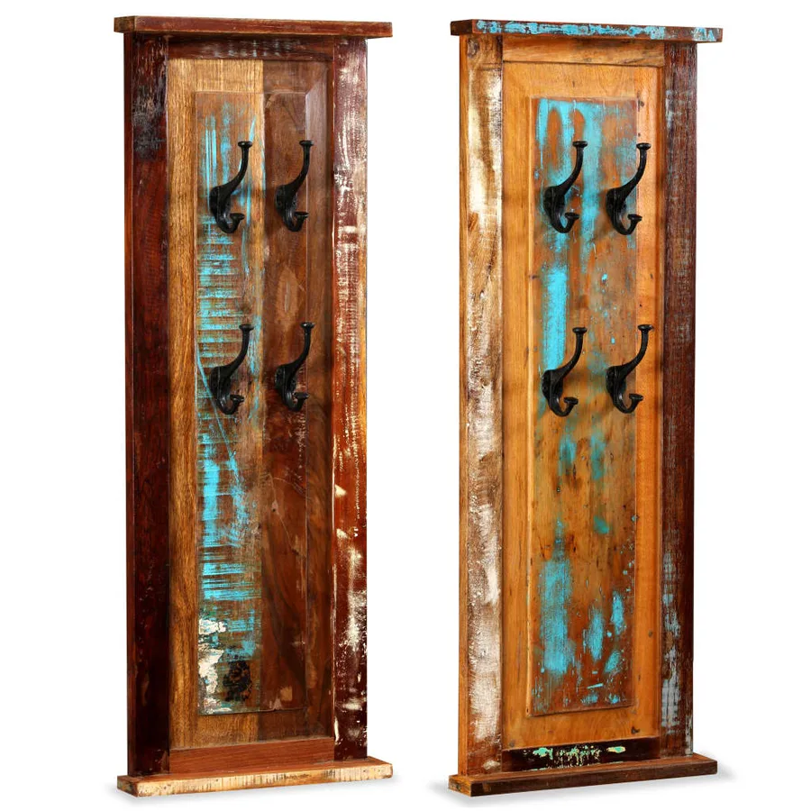 Porte-manteau 2 pcs Bois de récupération massif 38x100 cm - 2