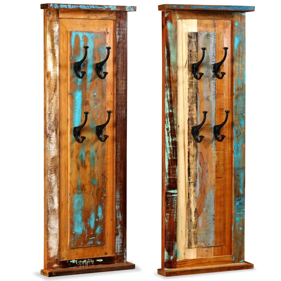 Porte-manteau 2 pcs Bois de récupération massif 38x100 cm - 3