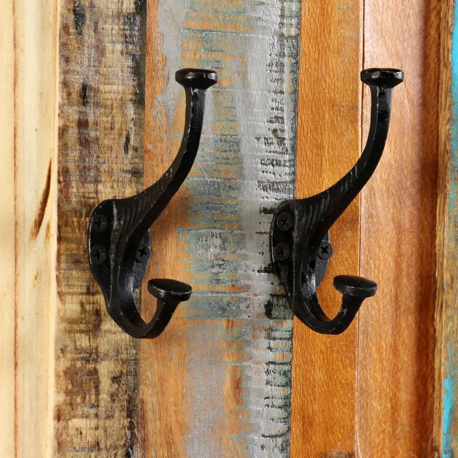 Porte-manteau 2 pcs Bois de récupération massif 38x100 cm - 6