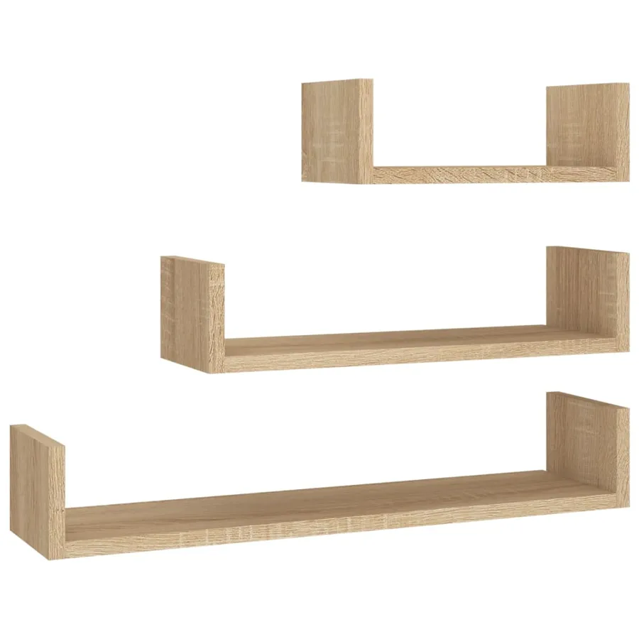 Étagères murales 3 pcs Chêne sonoma Bois d'ingénierie - 2