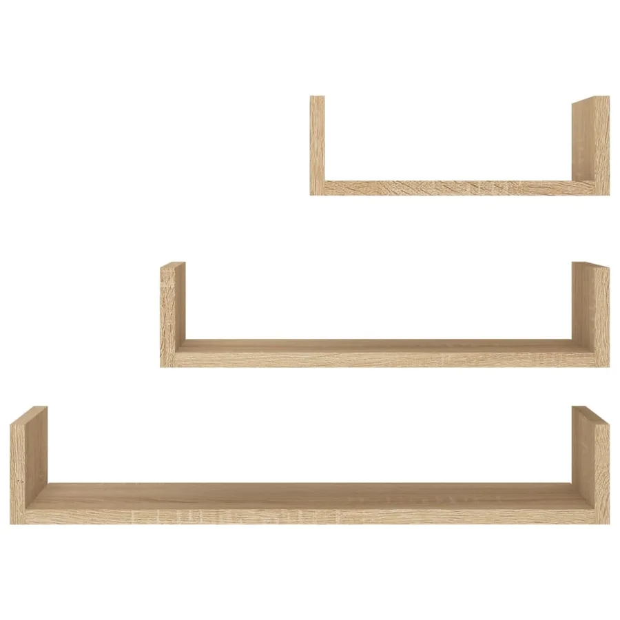 Étagères murales 3 pcs Chêne sonoma Bois d'ingénierie - 4