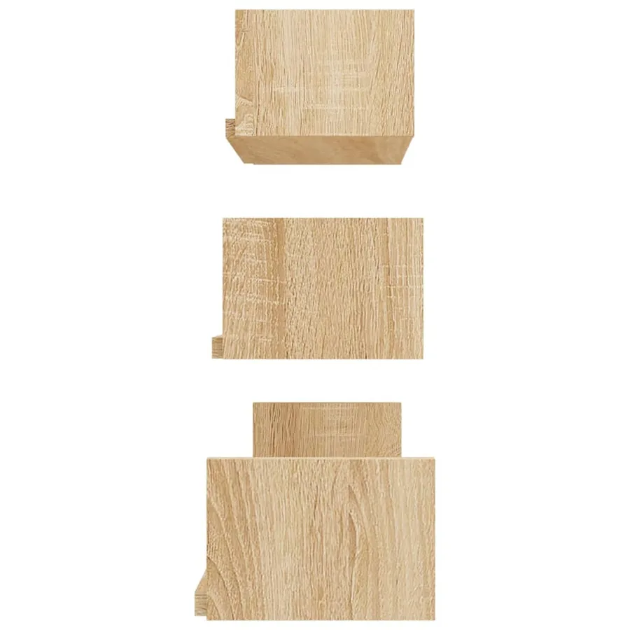 Étagères murales 3 pcs Chêne sonoma Bois d'ingénierie - 5