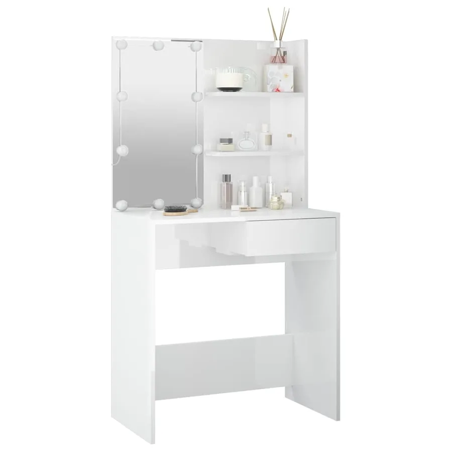 Coiffeuse avec LED Blanc brillant 74,5x40x141 cm - 14