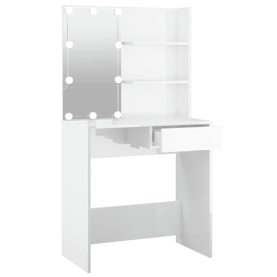 Coiffeuse avec LED Blanc brillant 74,5x40x141 cm - 5