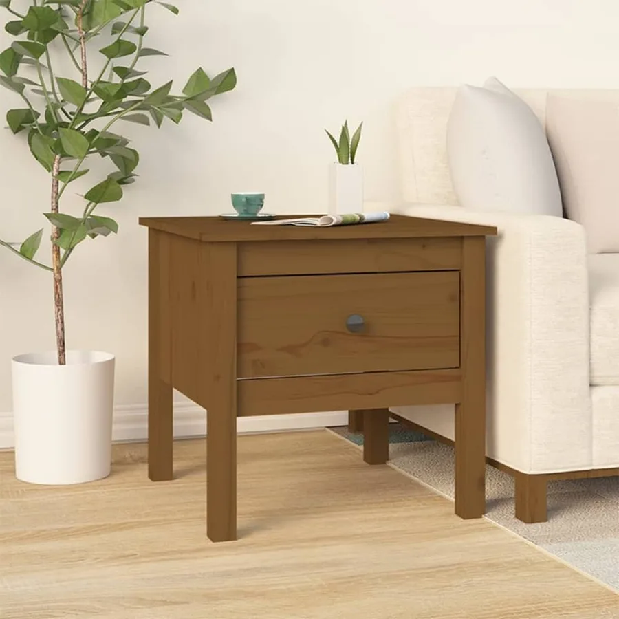 Tables d'appoint 2pcs Marron miel 50x50x49cm Bois massif de pin - 4