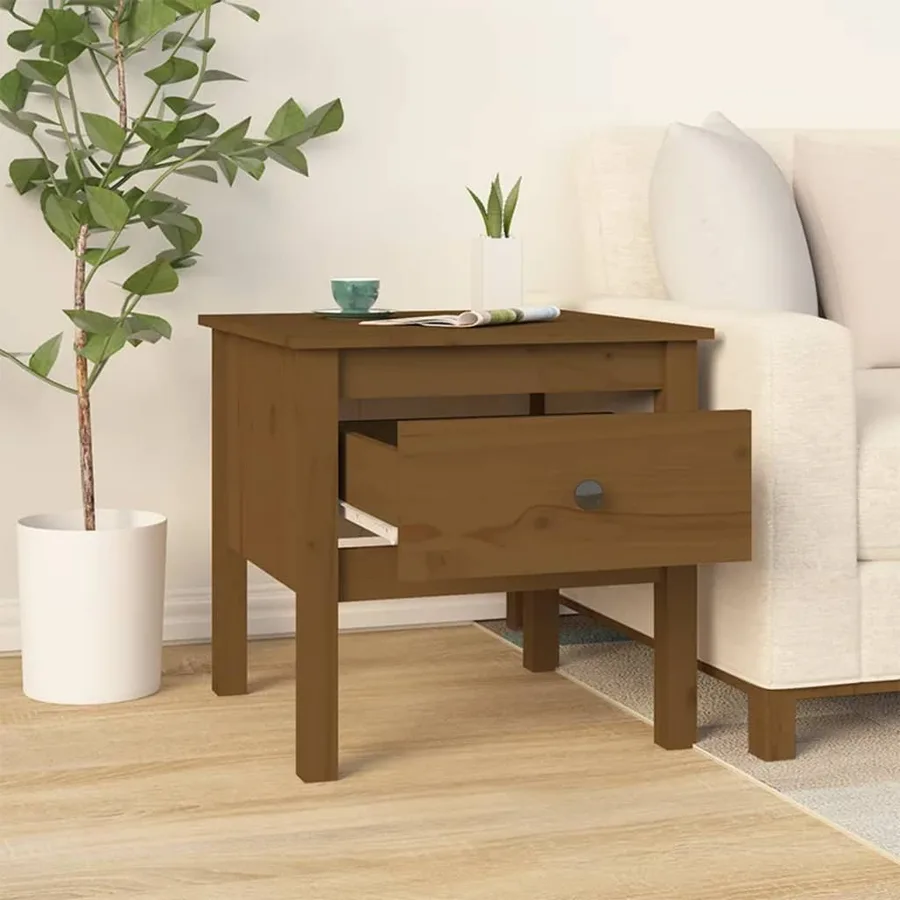 Tables d'appoint 2pcs Marron miel 50x50x49cm Bois massif de pin - 5