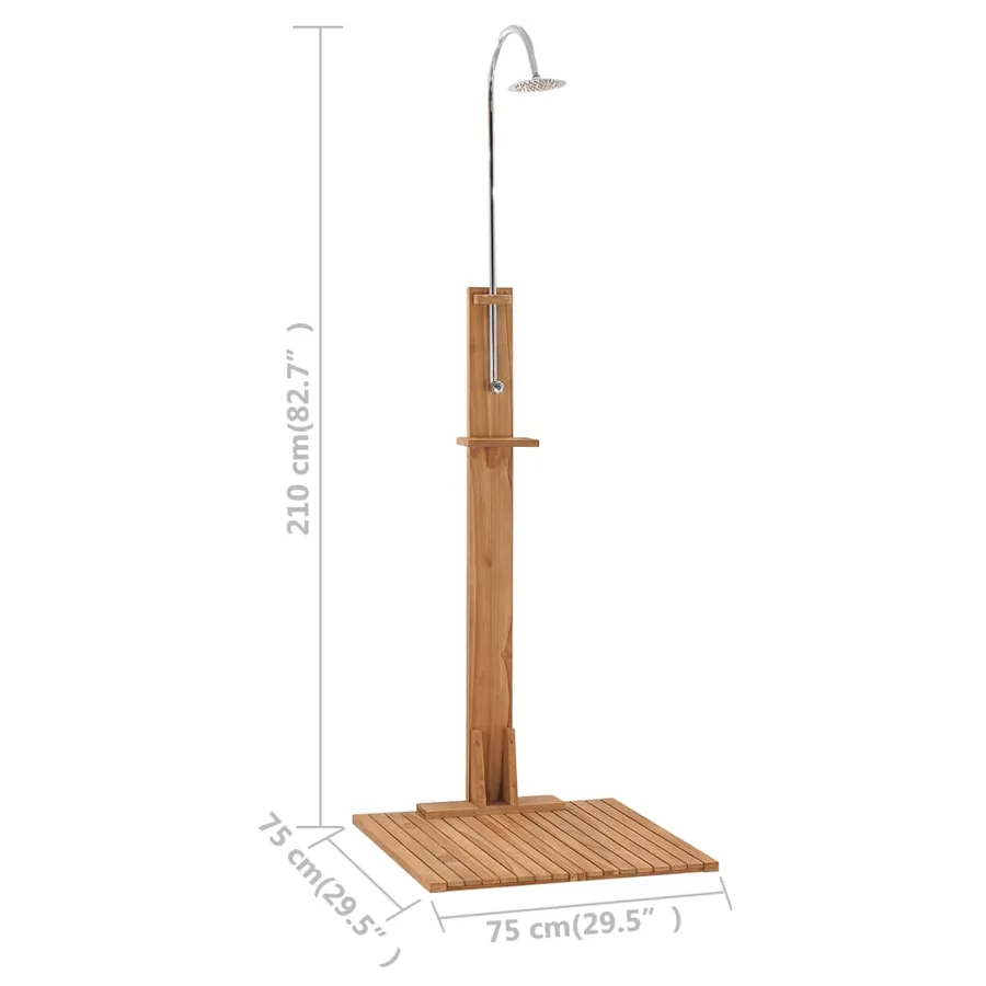 Douche de jardin 75x75x210 cm bois de teck solide - 11