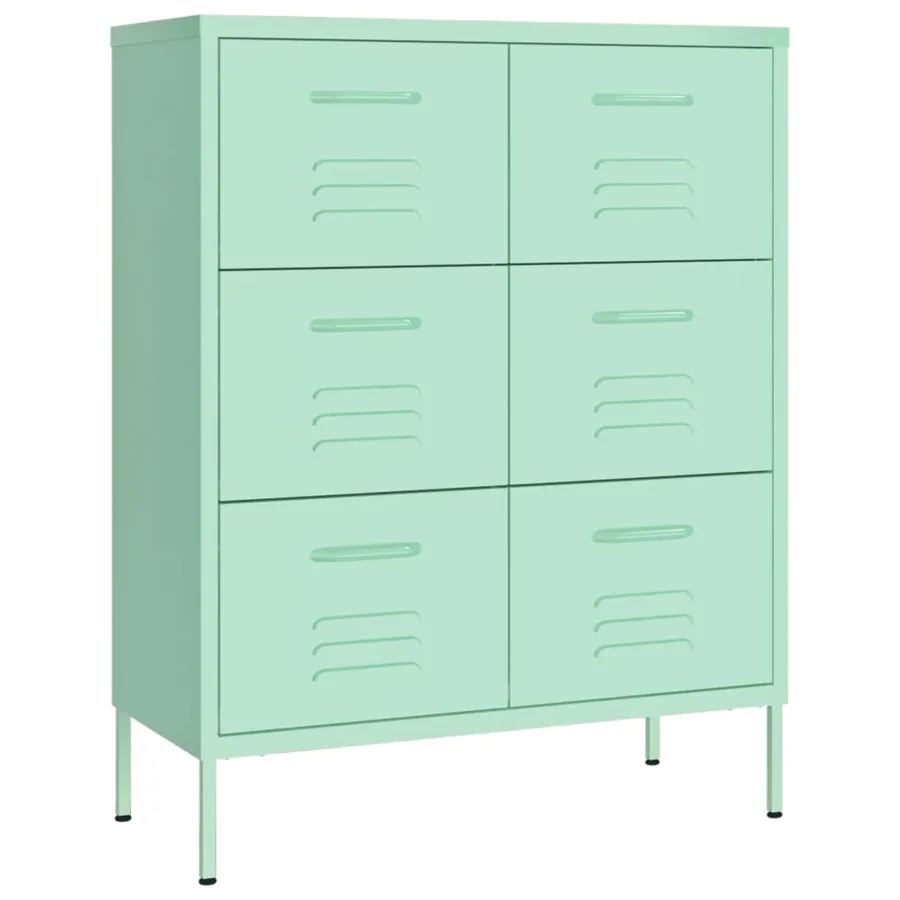Armoire à tiroirs Vert menthe 80x35x101,5 cm Acier - 2