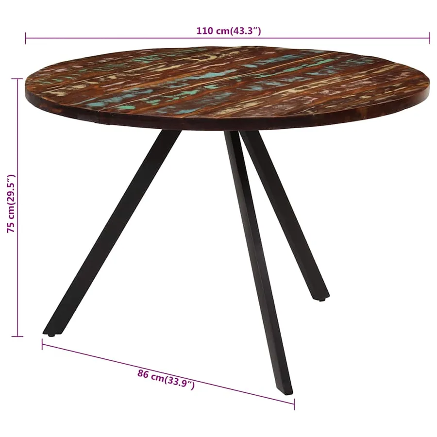 Table à manger 110x75 cm Bois massif de récupération - 9
