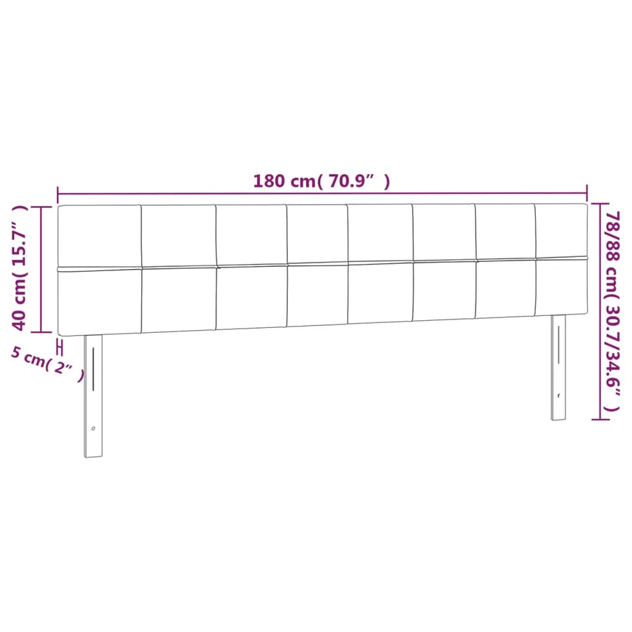Tête de lit à LED Gris clair 180x5x78/88 cm Tissu - 6