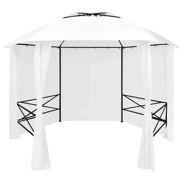 Chapiteau de jardin avec rideaux 360x312x265 cm Blanc 180 g/m²