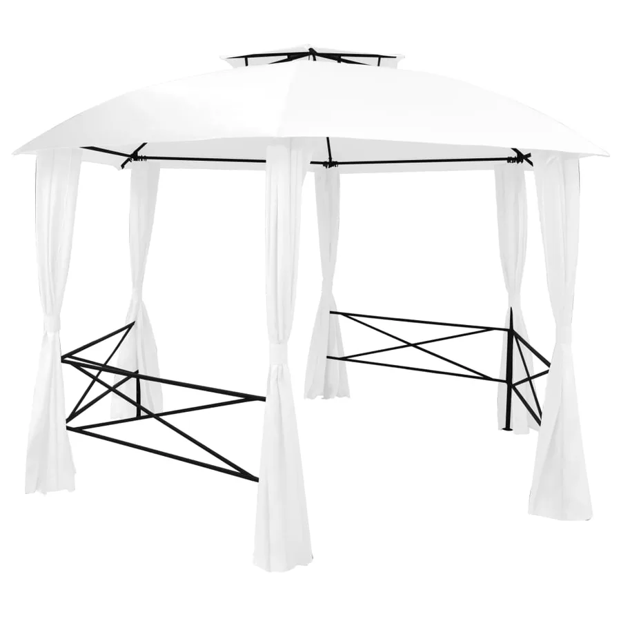 Chapiteau de jardin avec rideaux 360x312x265 cm Blanc 180 g/m² - 2