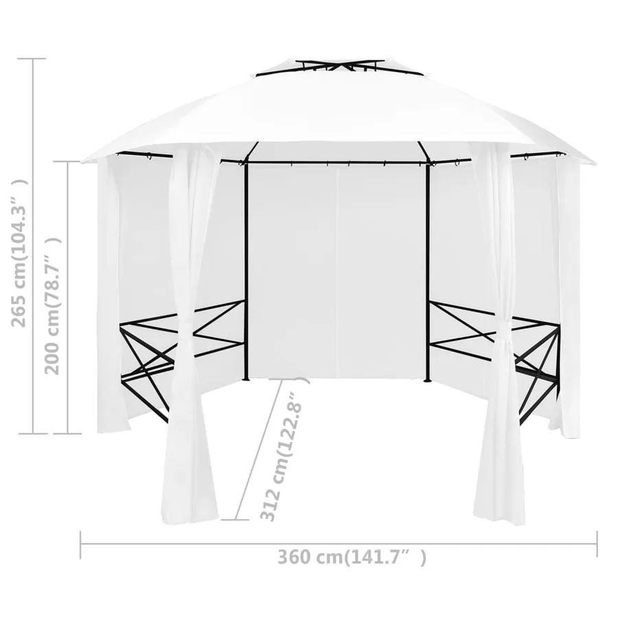 Chapiteau de jardin avec rideaux 360x312x265 cm Blanc 180 g/m² - 8