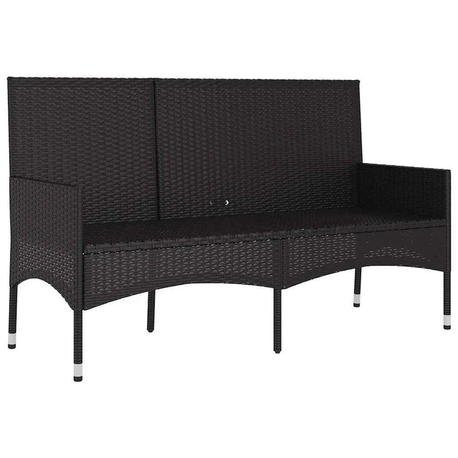 Banc de jardin à 3 places avec coussins Noir Résine tressée - 4