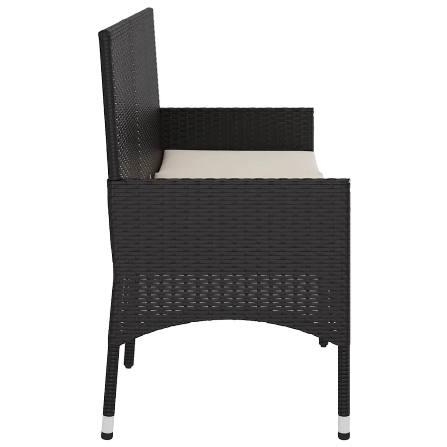 Banc de jardin à 3 places avec coussins Noir Résine tressée - 5