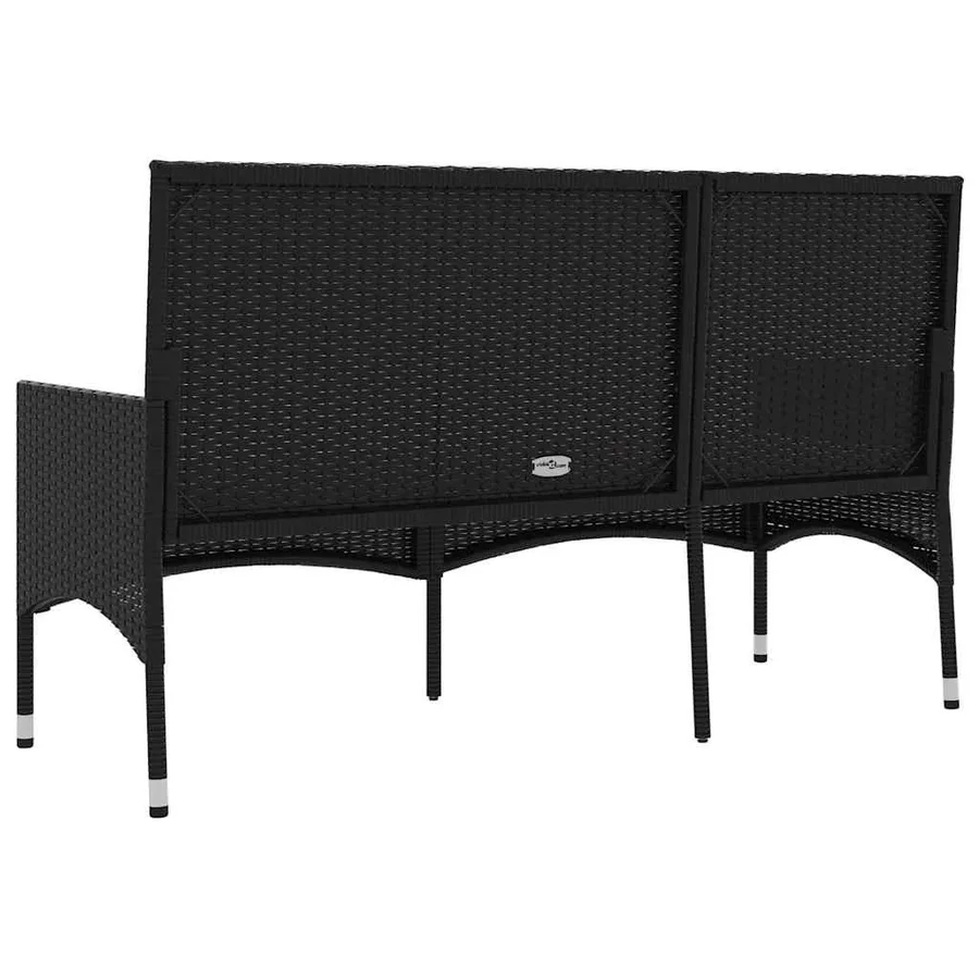 Banc de jardin à 3 places avec coussins Noir Résine tressée - 6