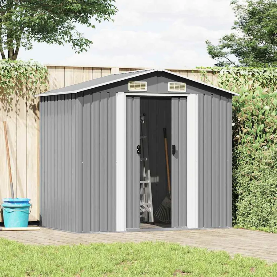 Abri de stockage pour jardin Métal Gris 204 x 132 x 186 cm - 2