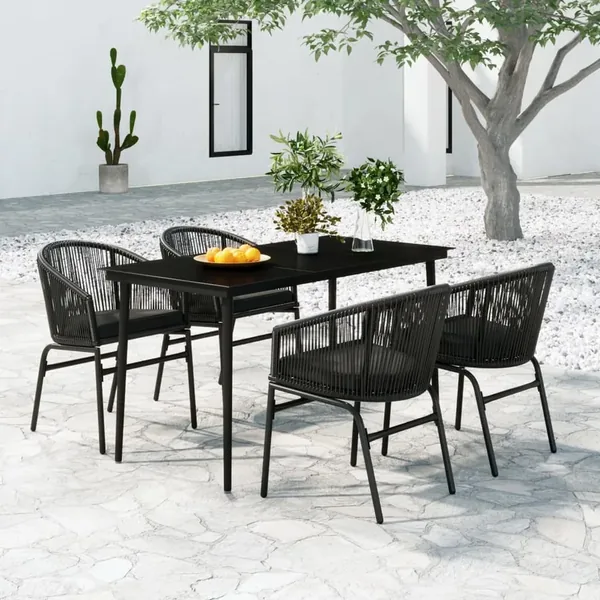 Ensemble à manger de jardin 5 pcs Noir