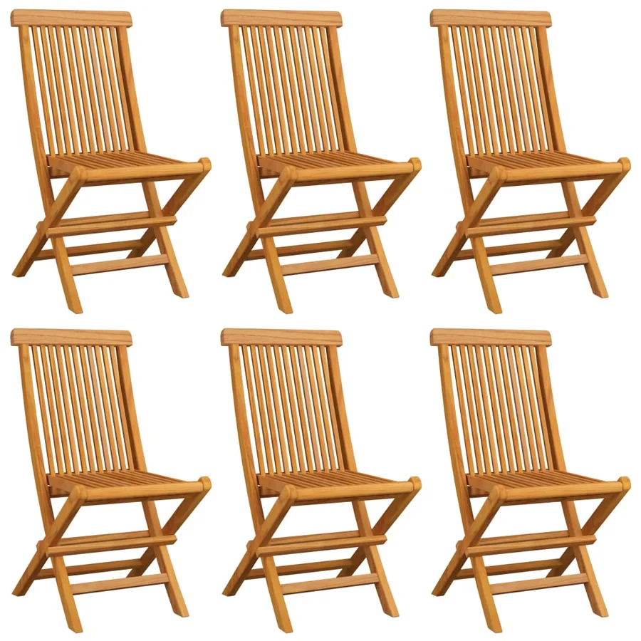 Chaises de jardin et coussins anthracite lot de 6 Bois de teck - 3