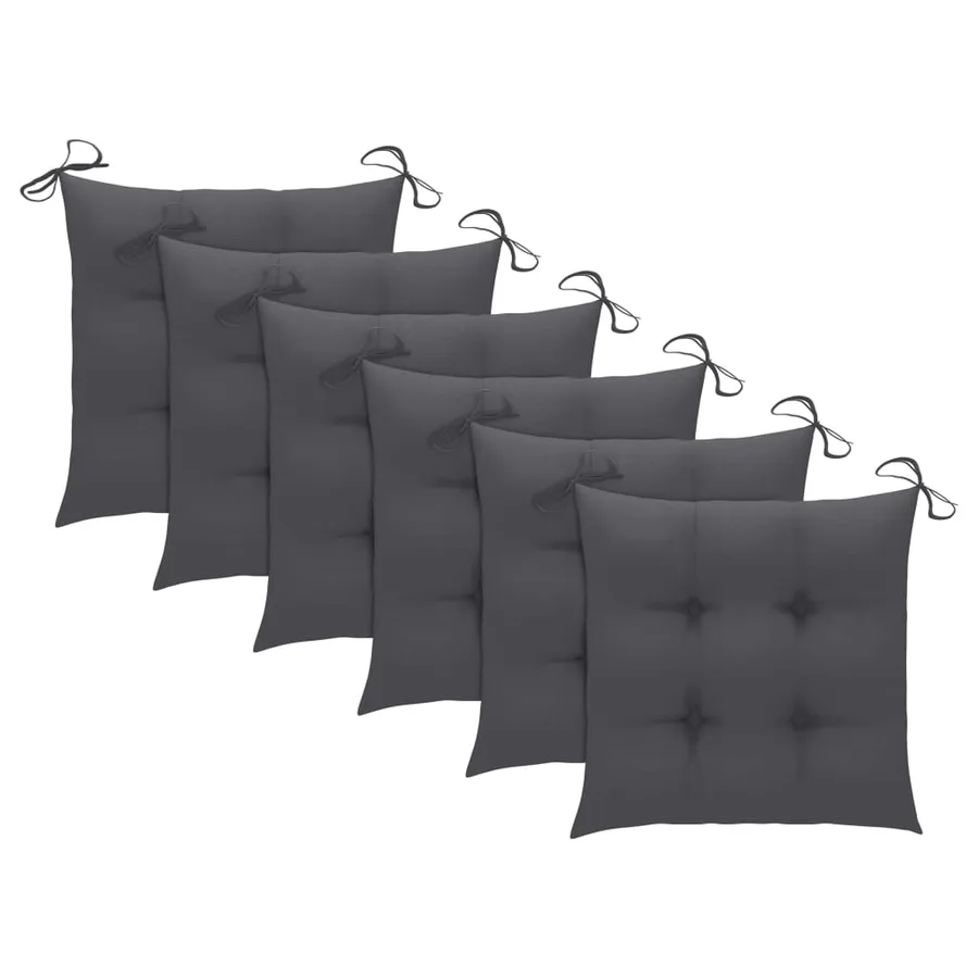 Chaises de jardin et coussins anthracite lot de 6 Bois de teck - 7