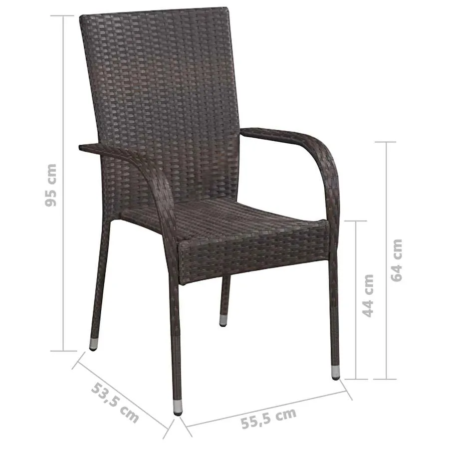 Ensemble à Manger de jardin 7 pcs Résine tressée Marron - 11
