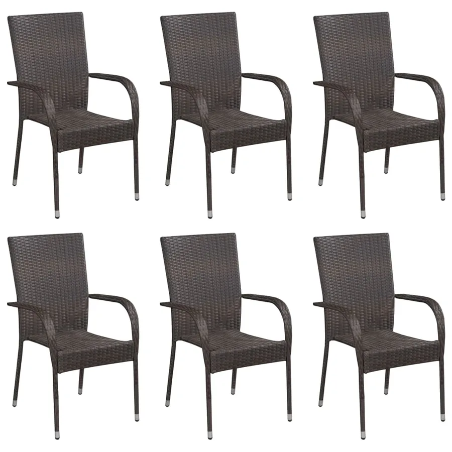 Ensemble à Manger de jardin 7 pcs Résine tressée Marron - 3