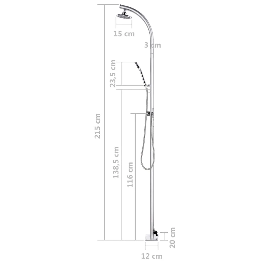 Douche de jardin avec base marron 220 cm Aluminium - 16