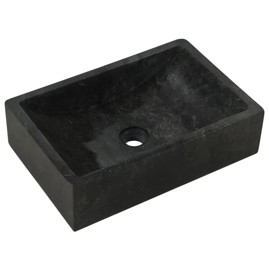 Armoire de salle de bain et lavabos en marbre noir Teck massif - 5