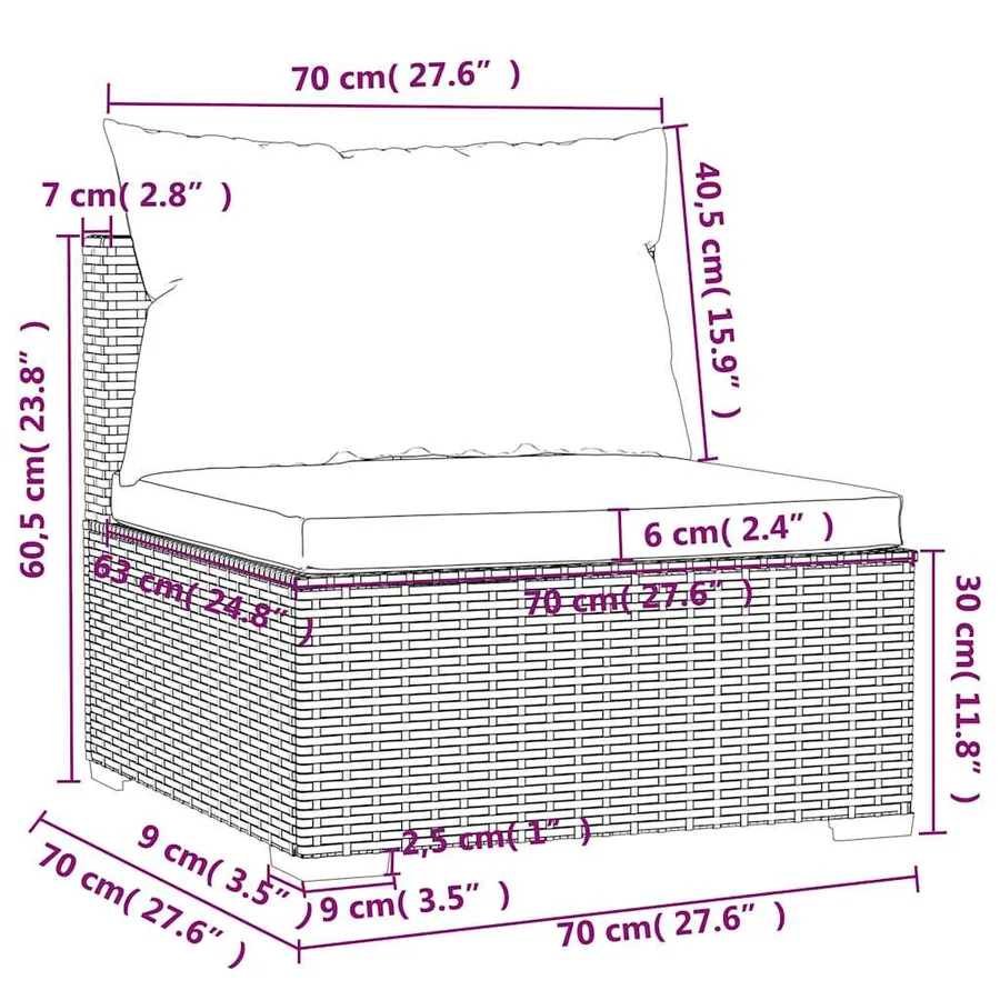Salon de jardin 4 pcs avec coussins Résine tressée Marron - 8