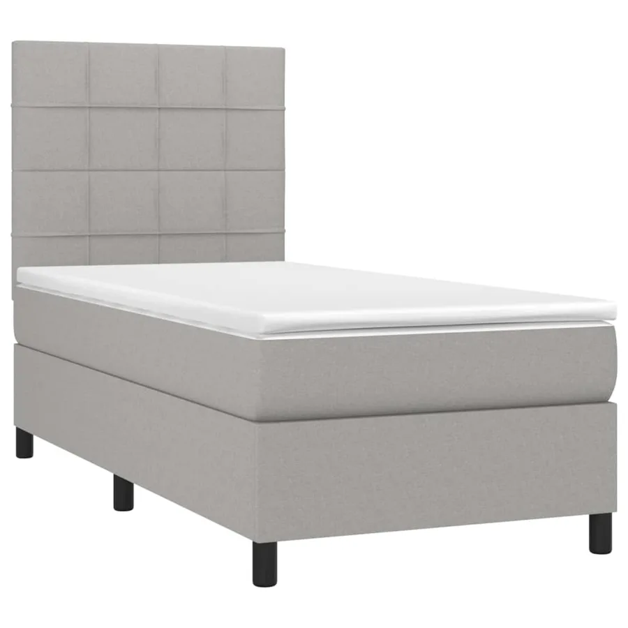 Sommier à lattes de lit et matelas Gris clair 90x190 cm Tissu - 3