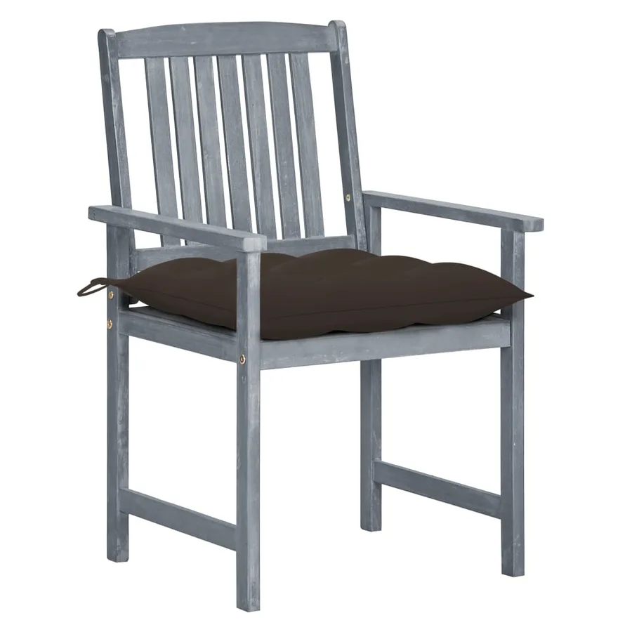 Chaises de jardin et coussins lot de 4 Gris Bois acacia massif - 2