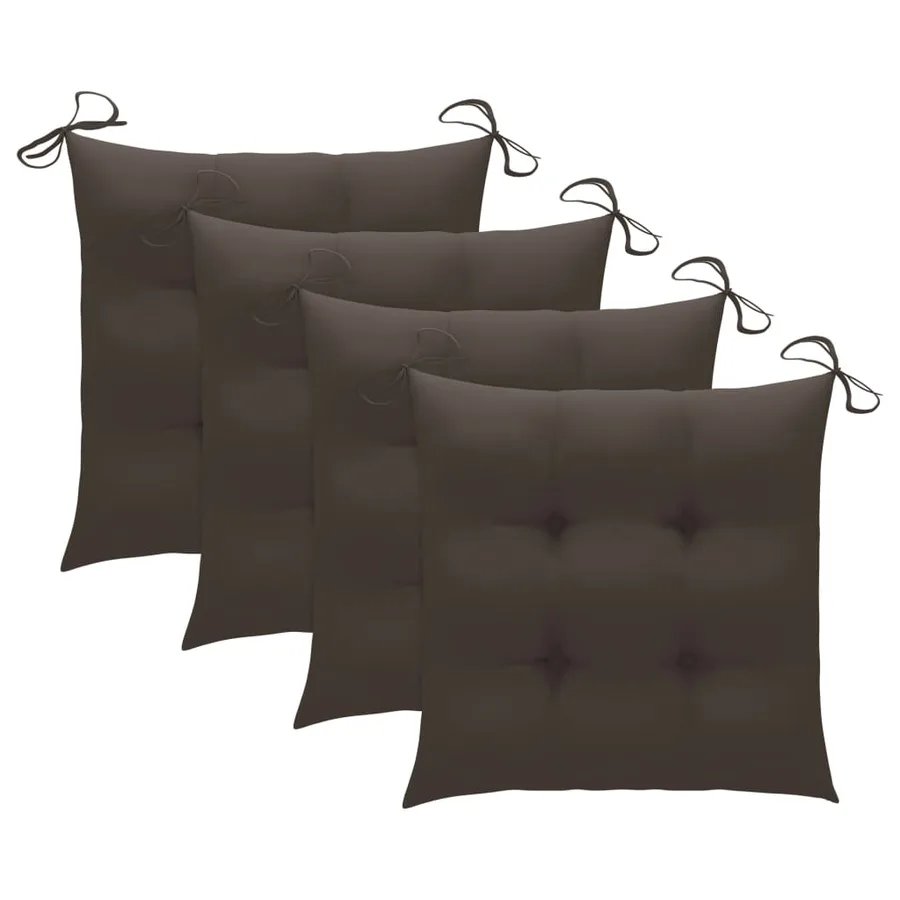 Chaises de jardin et coussins taupe lot de 4 Bois teck massif - 7