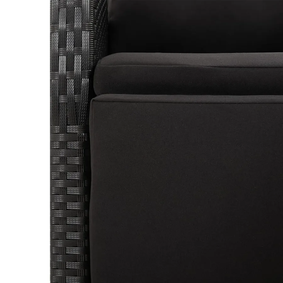 Ensemble à manger de jardin 7 pcs Noir Poly rotin et acacia - 7