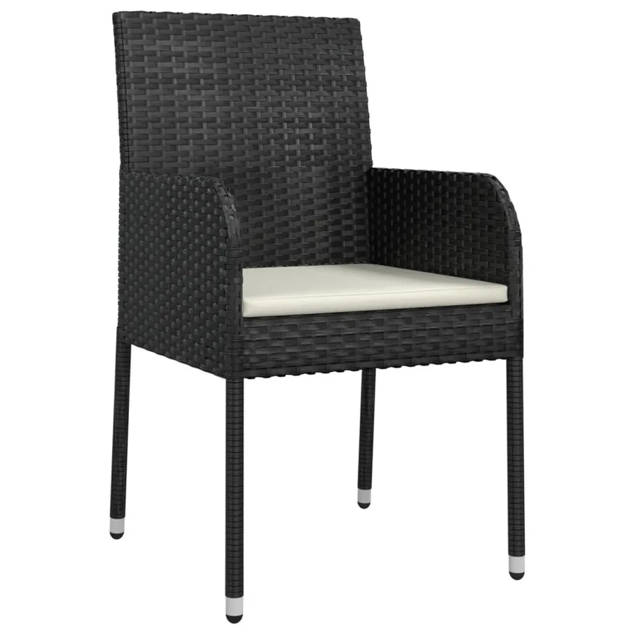Ensemble à manger de jardin coussins 5pcs Noir Résine tressée - 5