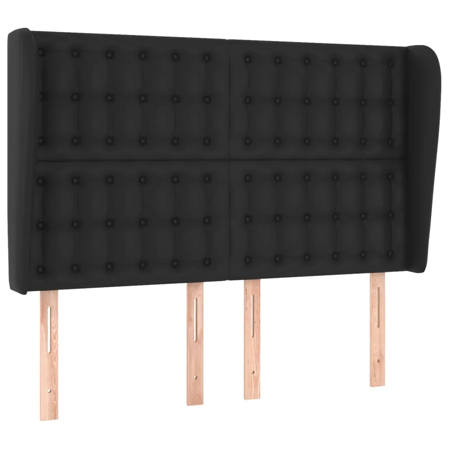 Tête de lit avec oreilles Noir 147x23x118/128 cm Similicuir - 2